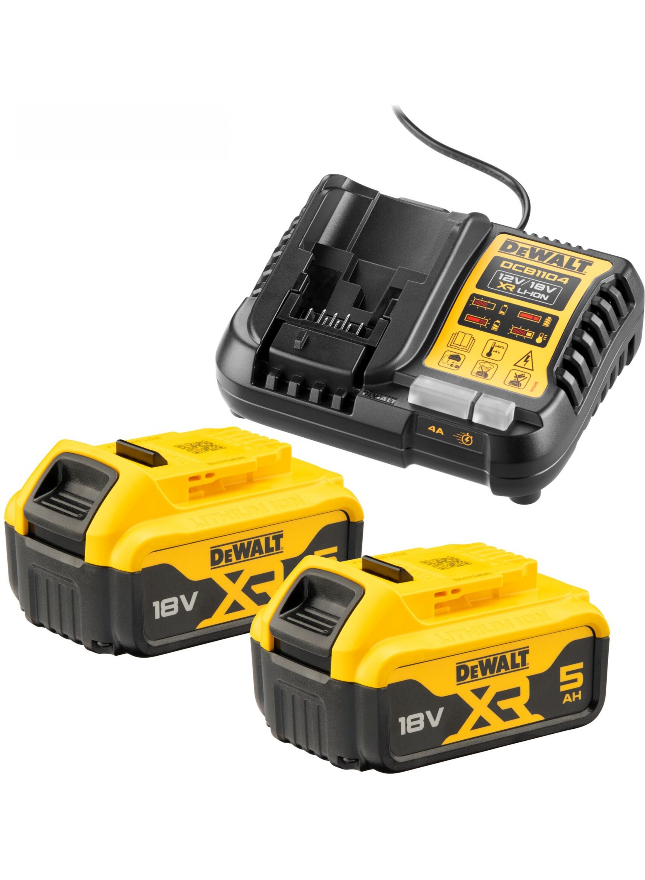 Ensemble d'accessoires DeWalt DCB1104P2-QW; 18 V; 2x5,0 Ah accu.