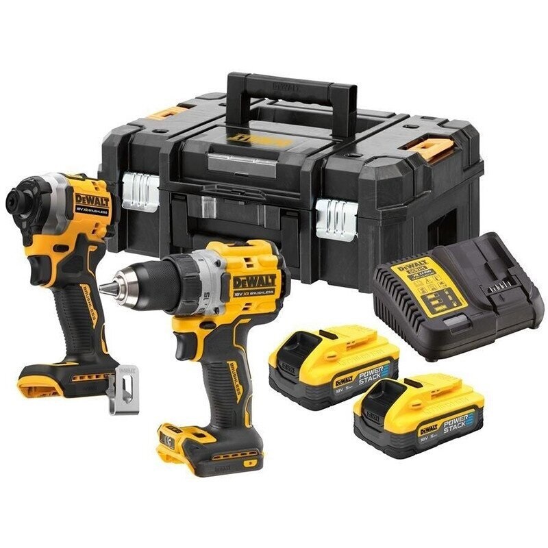 Ensemble d'outils DeWalt DCK2051E2T-QW (DCD800 + DCF850); 18 V; 2x1,7 Ah accu.