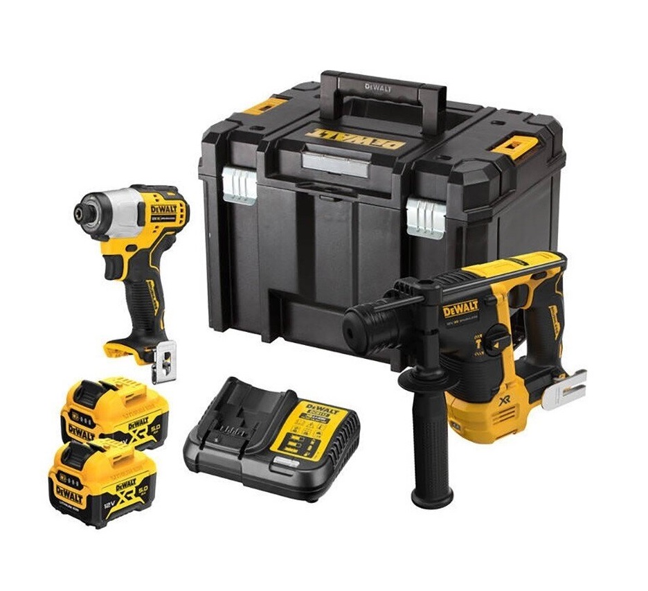 Ensemble d'outils DeWalt DCK2104P2T-QW (DCG801 + DCH072); 12 V; 2x5,0 Ah accu.
