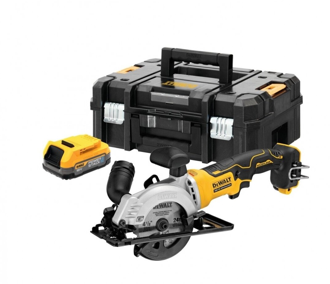 Meuleuse d'angle DeWalt DCS571E1T-XJ; 18 V; 1x1,7 Ah accu.