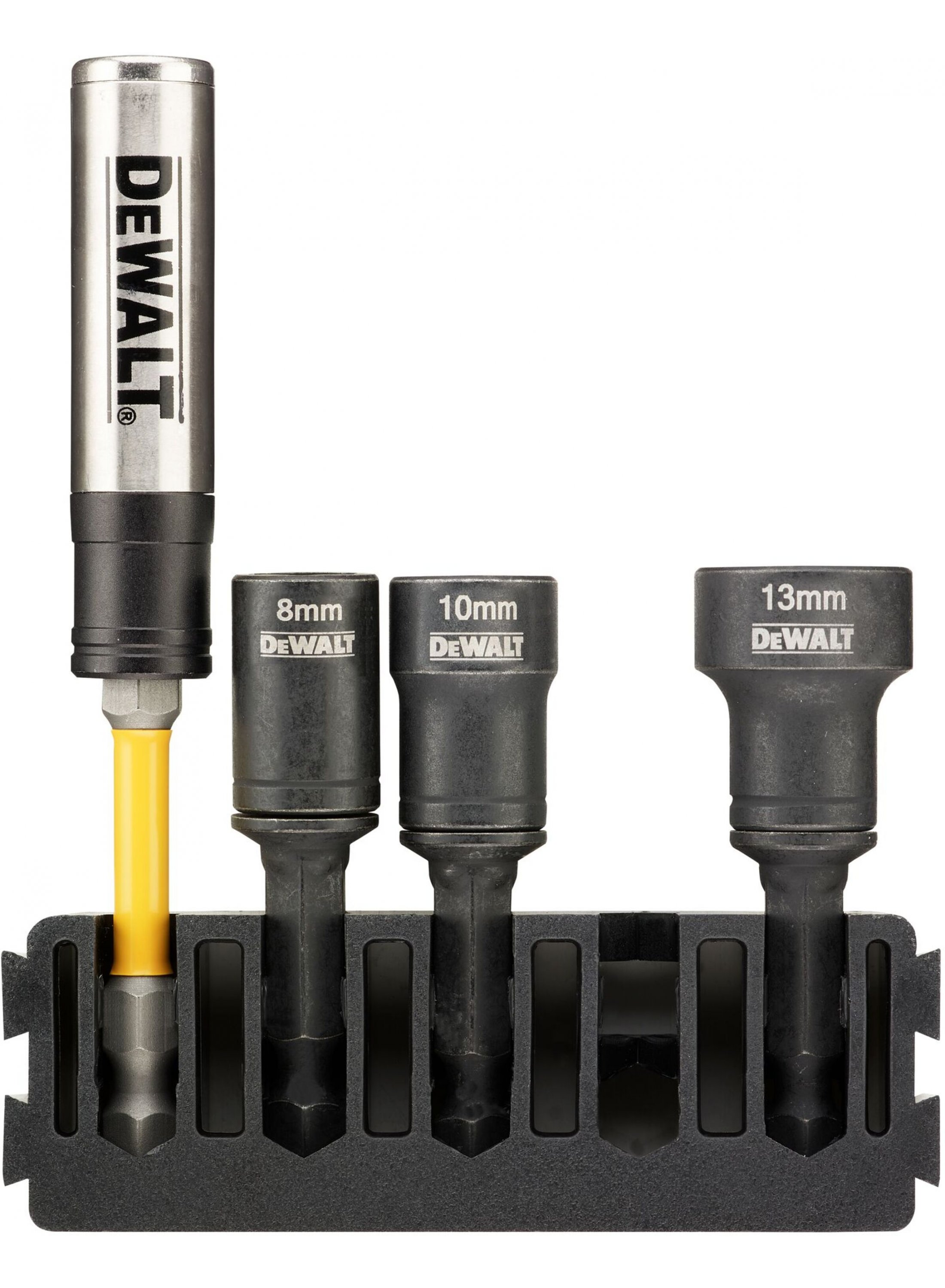 Jeu de clés à douille DeWalt DT70827-QZ; 8-13 mm; 3 pcs + Support magnétique