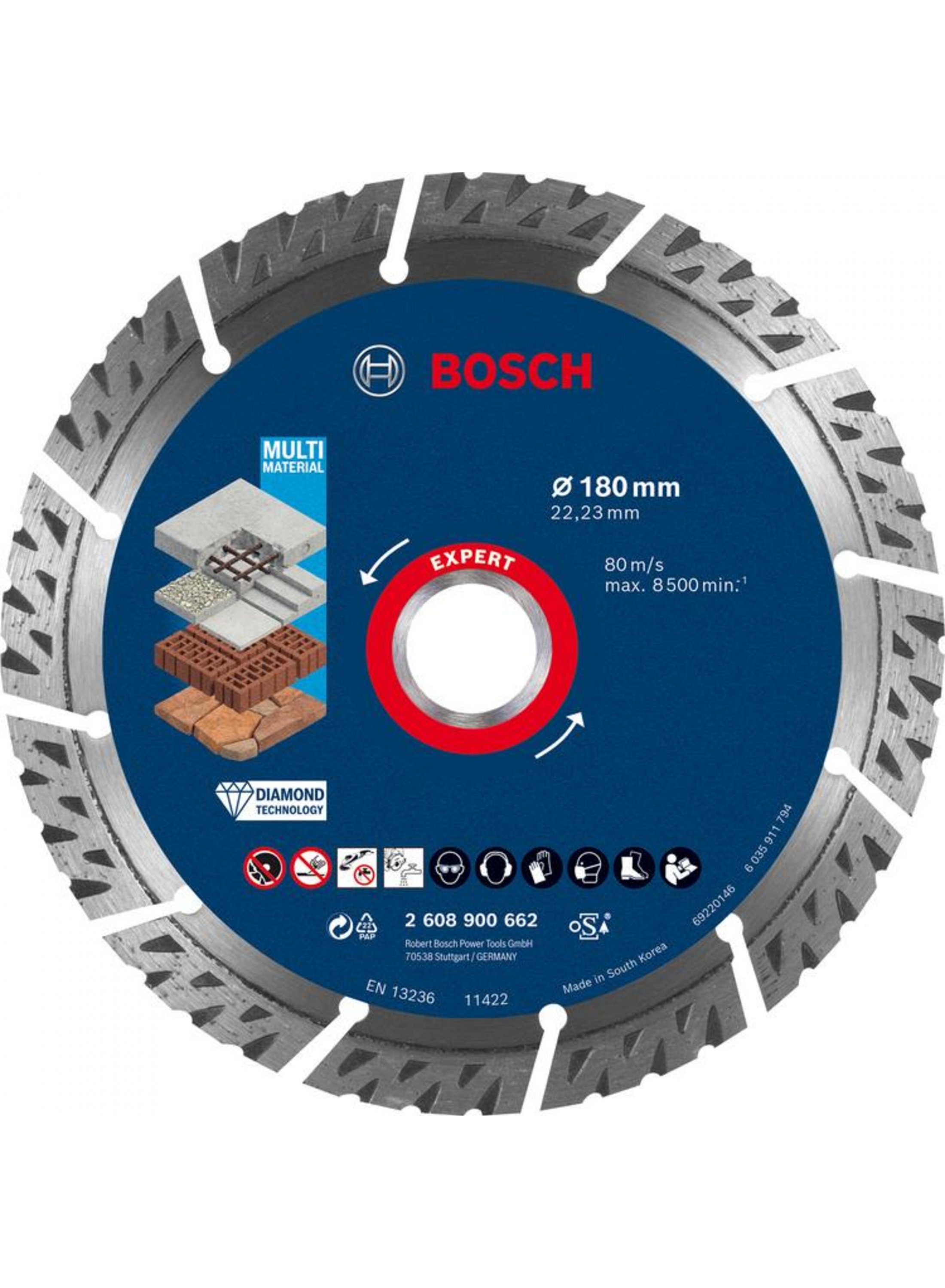 Disque à tronçonner diamanté Bosch 2608900662; 180x22,23 mm