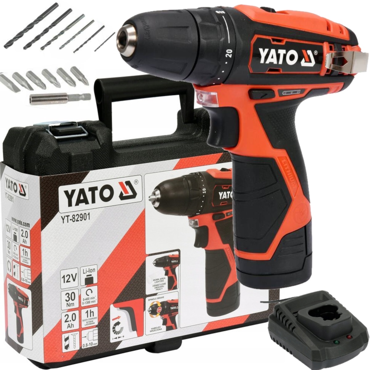 Perceuse Yato YT-82901; 12 V; 1x2,0 Ah accu.