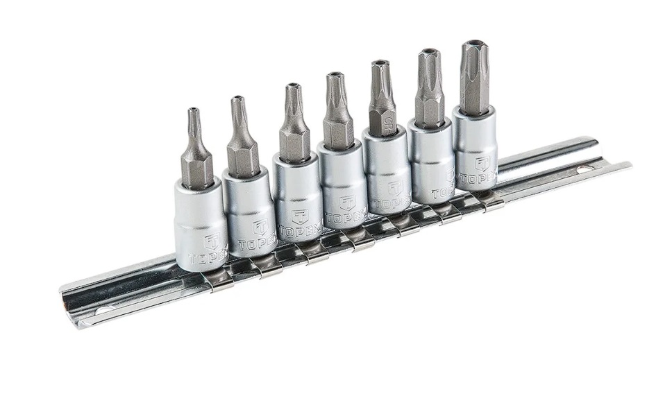Socket et jeu de bits Topex 39D378; 1/4''; T10-T40; 7 unités