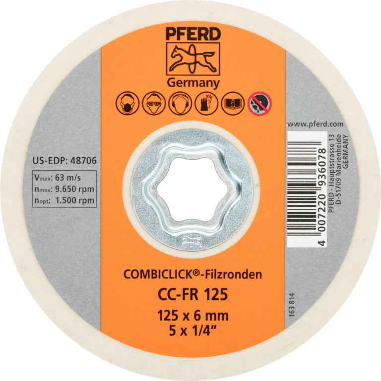 Roues de polissage en feutre PFERD 936078; 125 mm