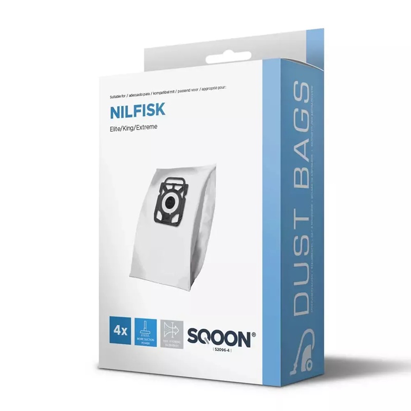Sac à poussière en tissu SQOON 52096-4; Nilfisk King/Extreme 3-D; 4 unités