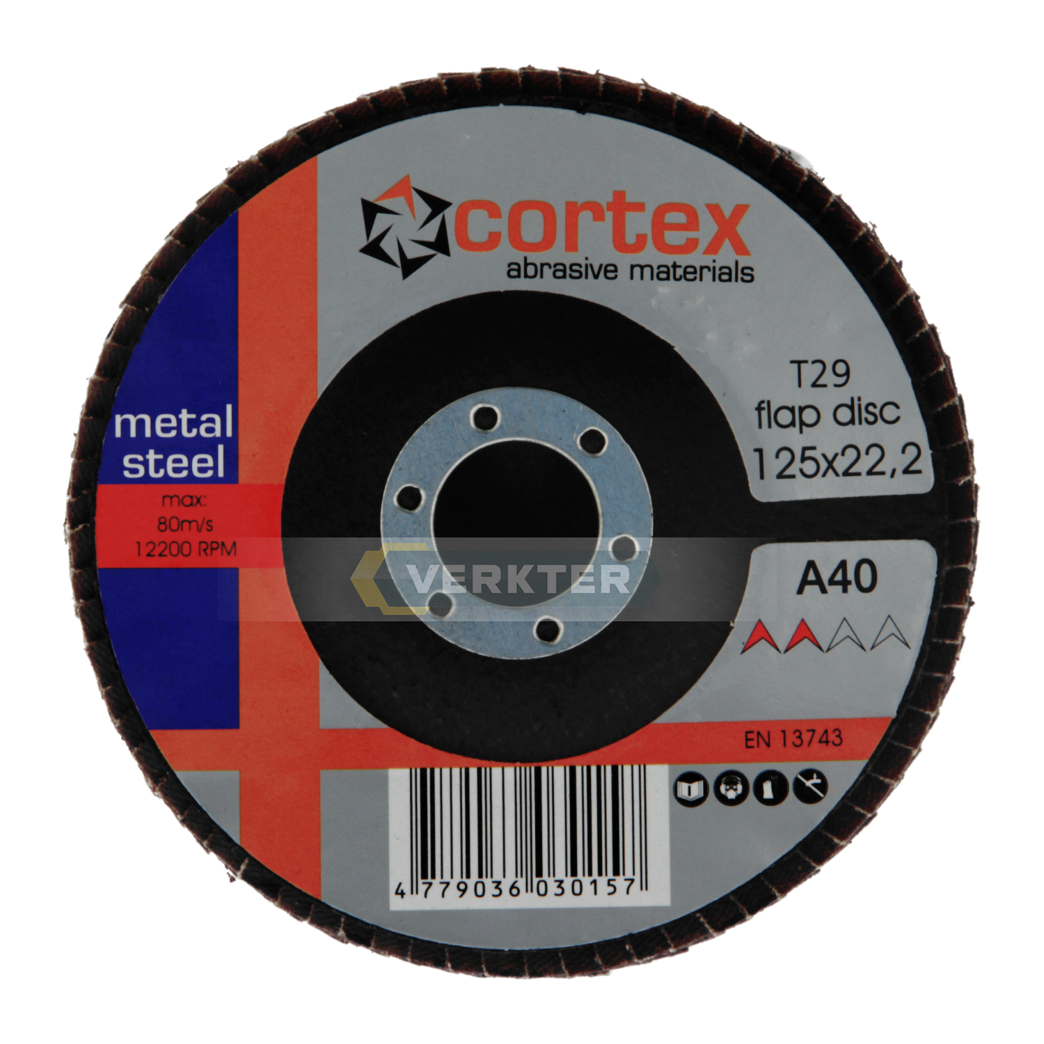 Meule-éventail Cortex 30921; 125 mm; P40; 6 unités