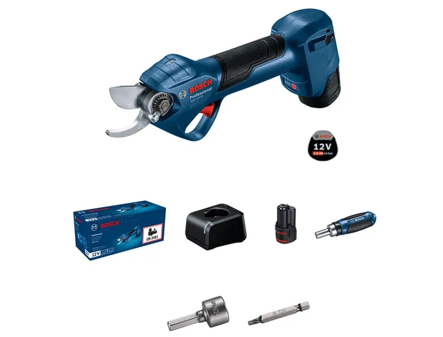 Cisaillement d'élagage Bosch GGP 12V-25 Professional; 12 V; 2x3,0 Ah accu.