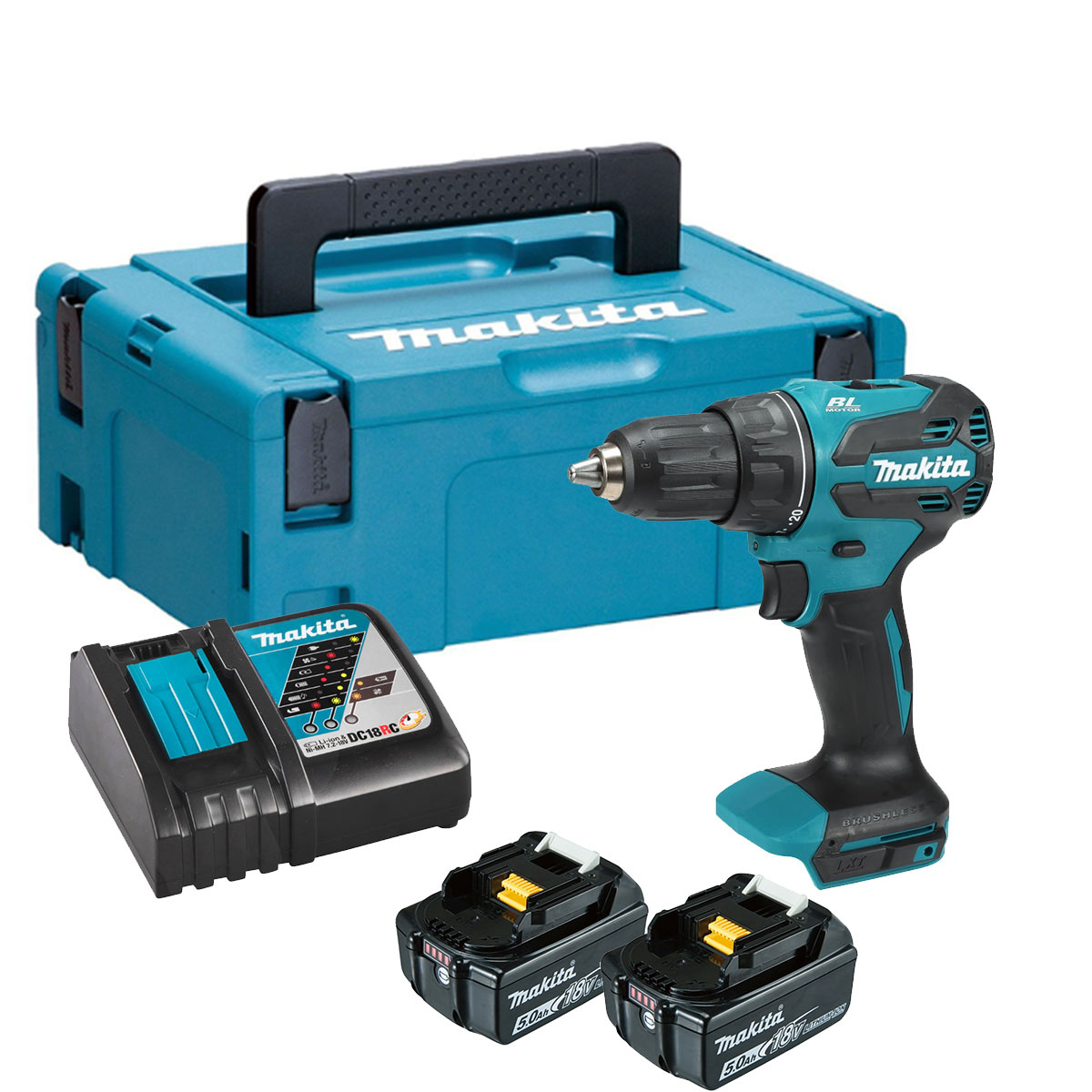 Perceuse Makita DDF490RTJ; 18 V; 2x5,0 Ah accu.