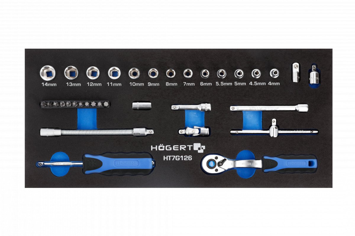 Ensemble d'outils Hogert HT7G126; 1/4''; 34 unités