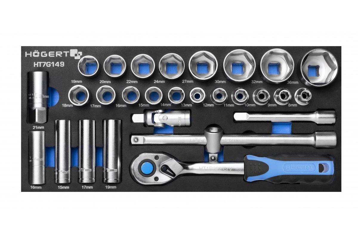 Ensemble d'outils Hogert HT7G149; 1/2''; 28 unités