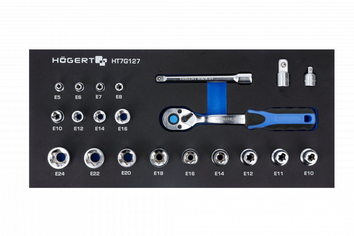 Ensemble d'outils Hogert HT7G127; 3/8''; 22 unités
