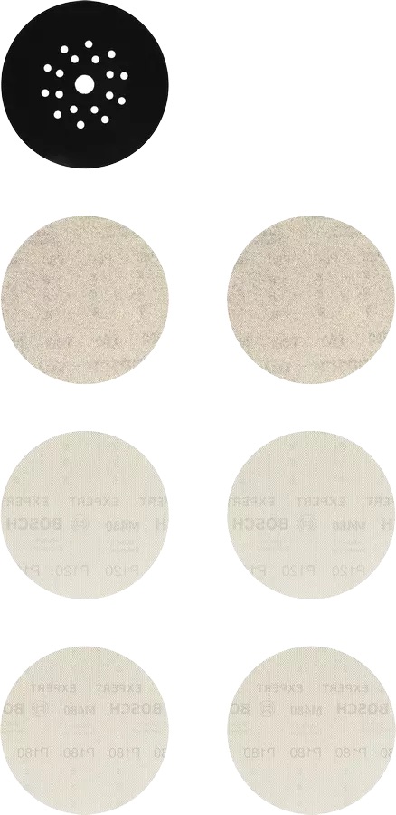 Abrasif maillé Bosch M480; 225 mm; P80/120/180; 7 unités
