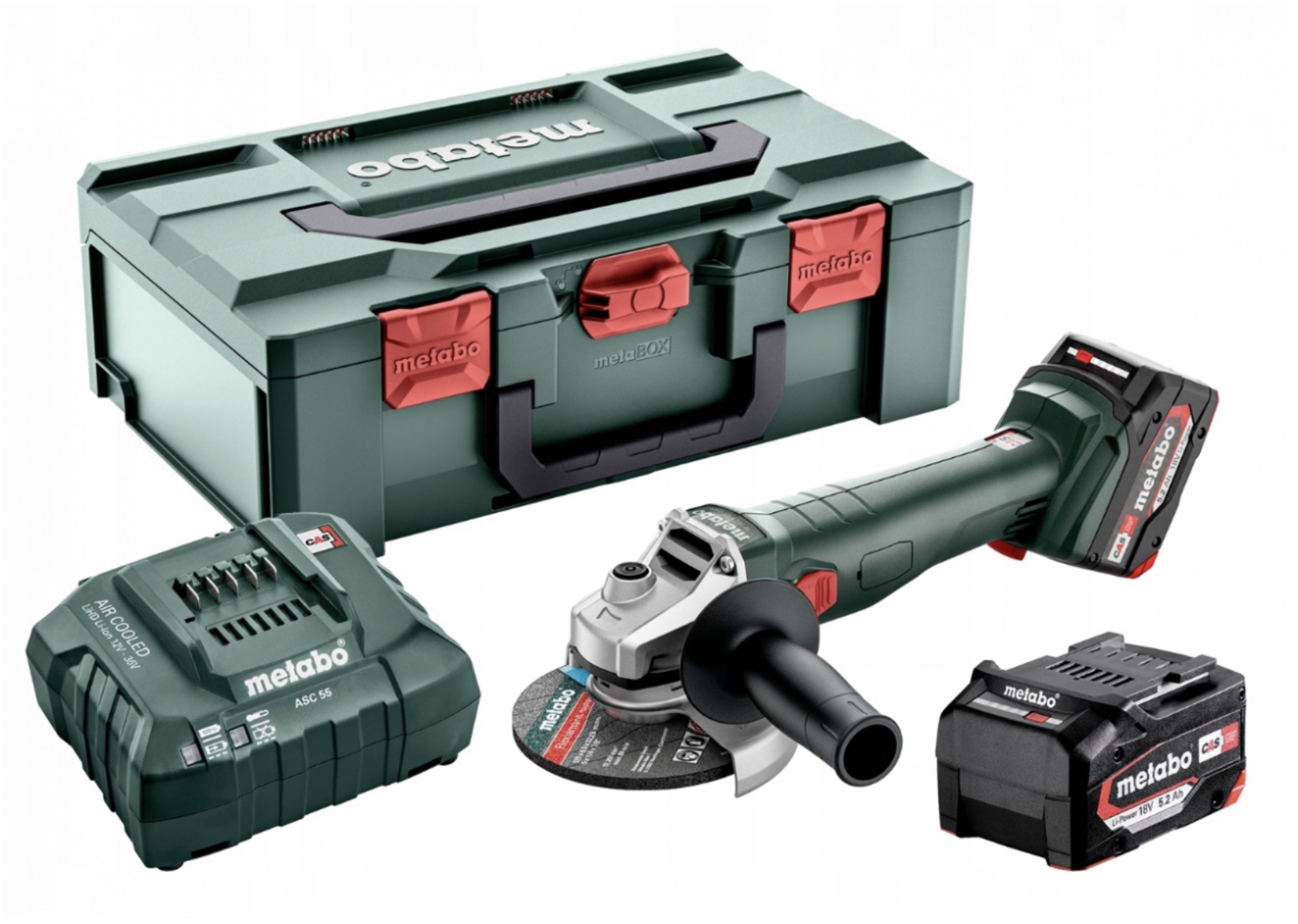 Meuleuse d'angle Metabo W 18 L 9-125 Quick; 18 V; 2x5,2 Ah accu.