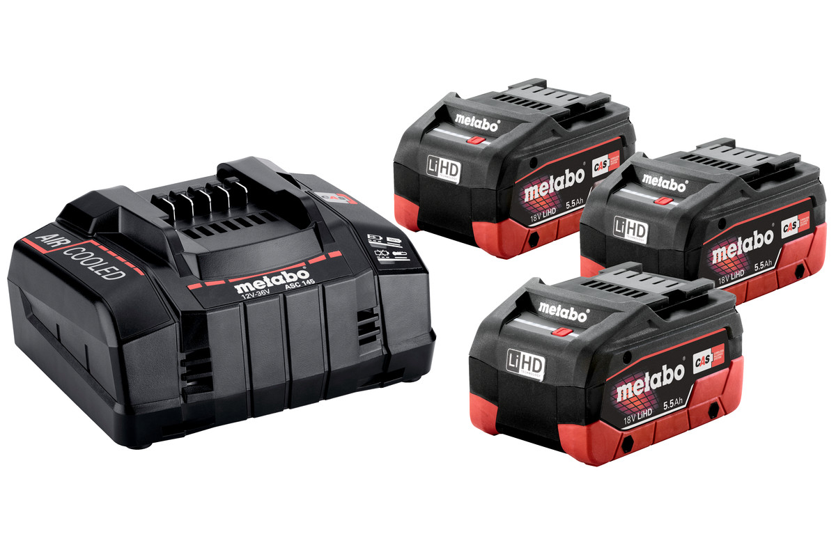 Ensemble d'accessoires Metabo 685074000; 18 V; 3x5,5 Ah accu.