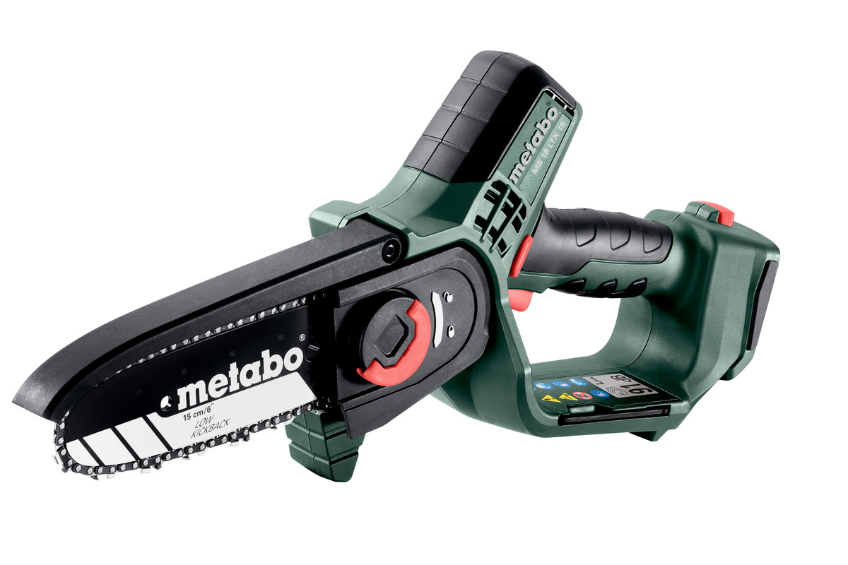 Tronçonneuse de branches Metabo MS 18 LTX 15; 18 V; 15 cm rail de guidage (sans batterie et chargeur)