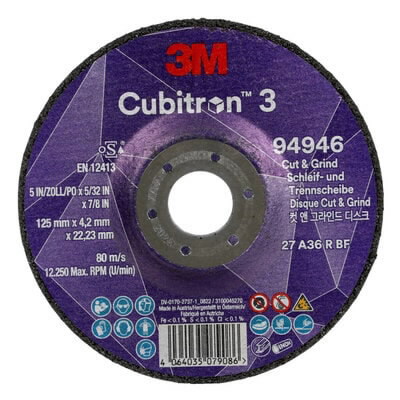 Coupe - disque a meuler 3M Cubitron 3 A36 R BF; 125x4,2 mm