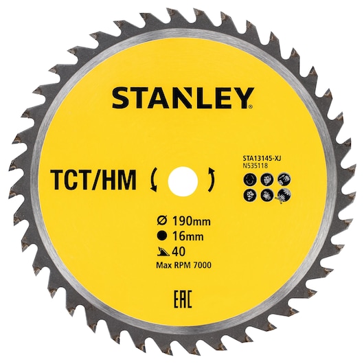 Scie circulaire Stanley STA13145-XJ; 190x16 mm; Z40