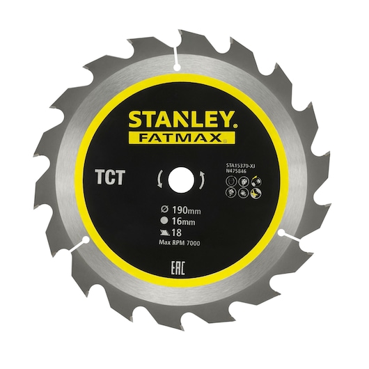Scie circulaire Stanley STA15370-XJ; 190x16 mm; Z18