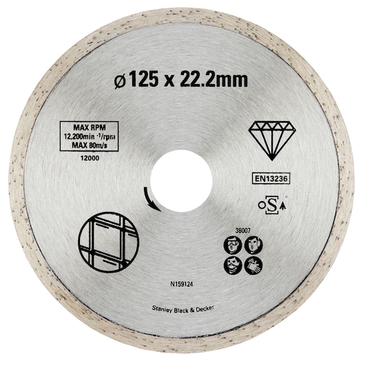 Disque à tronçonner diamanté Stanley STA38007-XJ; 125 mm