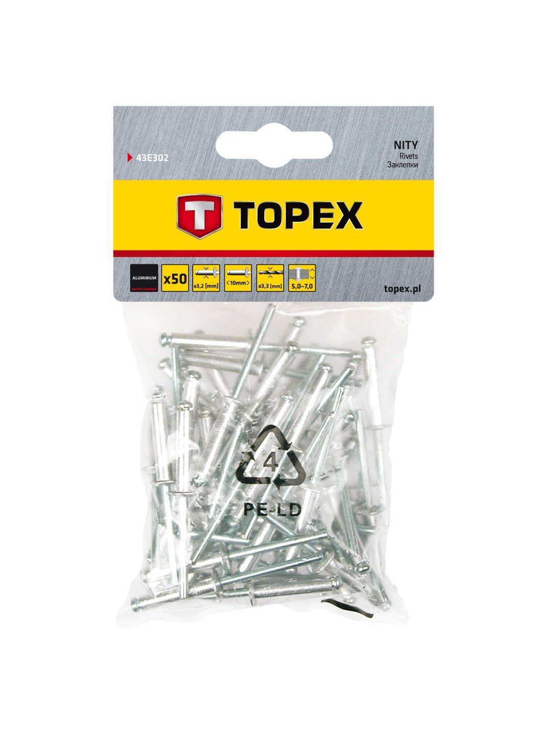 Rivets Topex 43E302; 3,2x10 mm; 50 unités