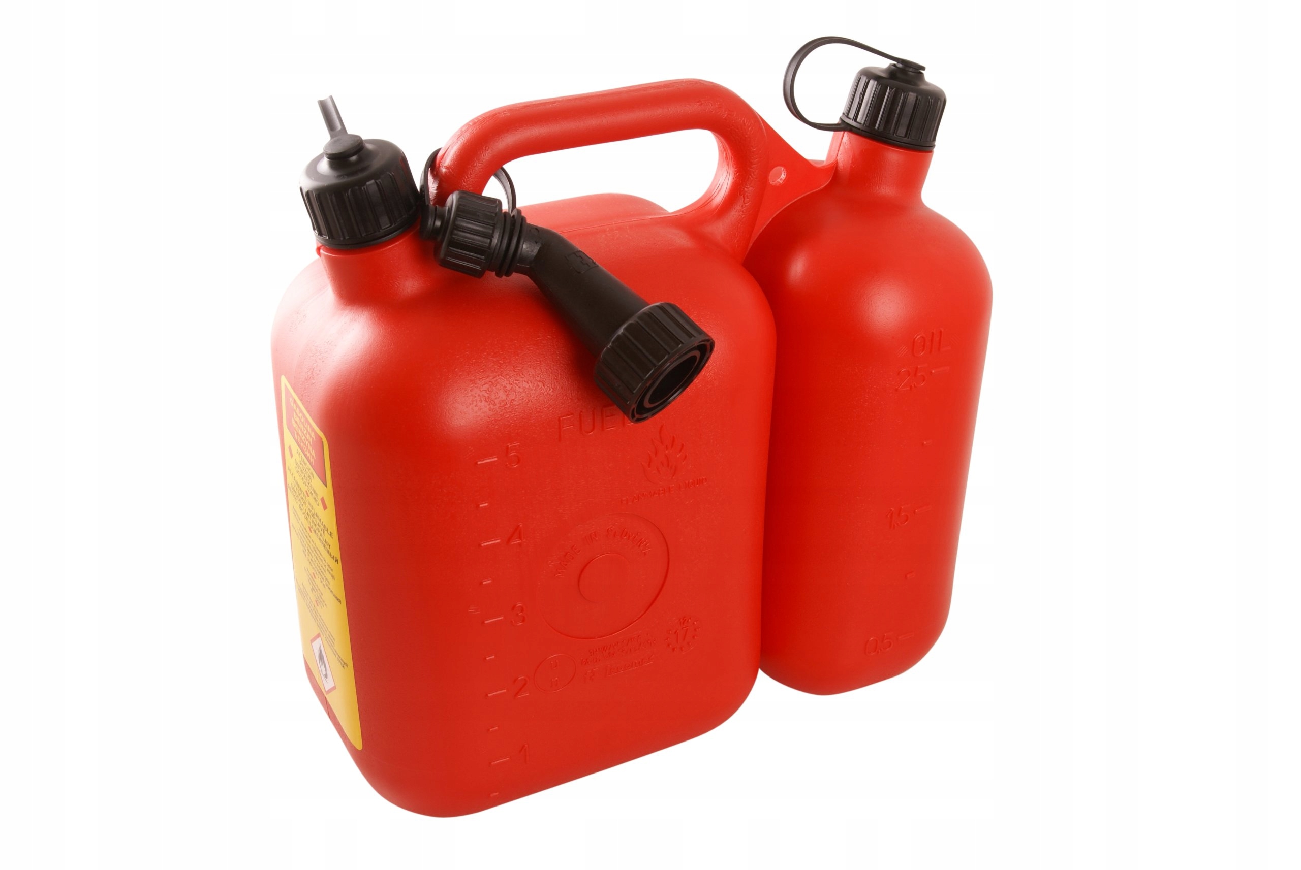 Bidon de carburant Tecomec 5170901; rouge (5 l) + réservoir d'huile de graissage (2,5 l)