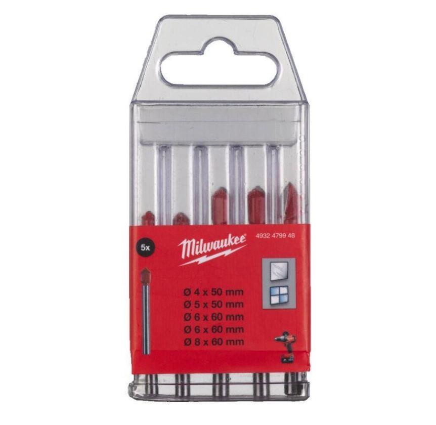 Percer pour le verre ou les carreaux de céramique Milwaukee 4932479948; 4-8 mm; 5 unités