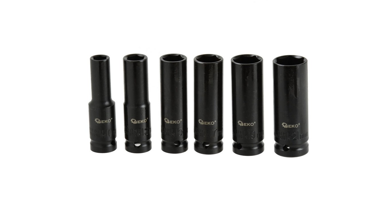 Jeu de clés à douille Geko G10500; 1/2''; 10-21 mm; 6 unités