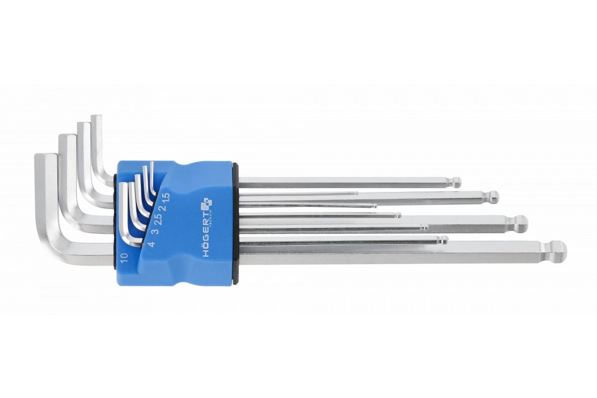Clé hexagonale Hogert HT1W826; 1,5-10 mm; 9  unités