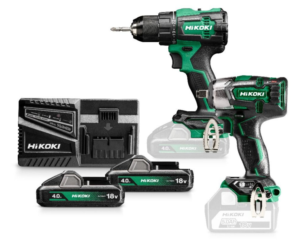 Ensemble d'outils Hikoki KC18DEWFZ (DS18DE + WR18DBDL2); 18 V; 2x4,0 Ah accu.