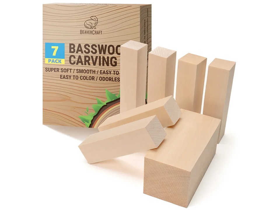 Cuillère en bois vierge BeaverCraft BW7; 7 pcs .; à sculpter