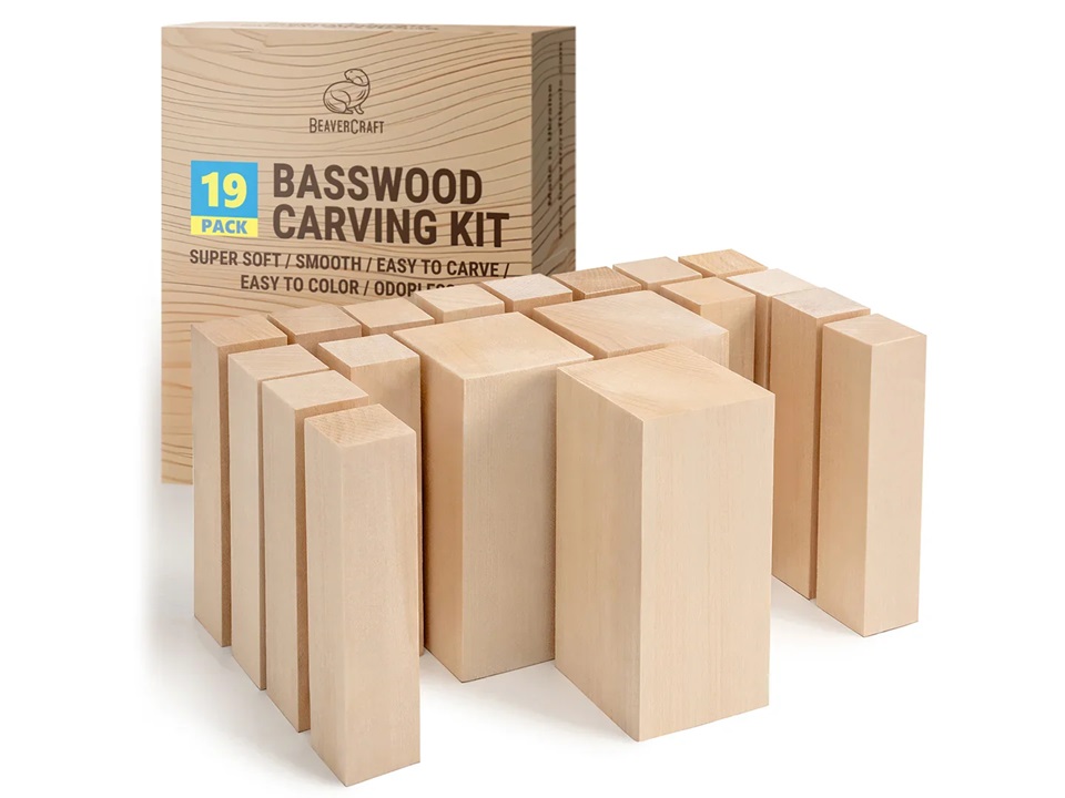 Cuillère en bois vierge BeaverCraft BW19; 19 pcs .; à sculpter