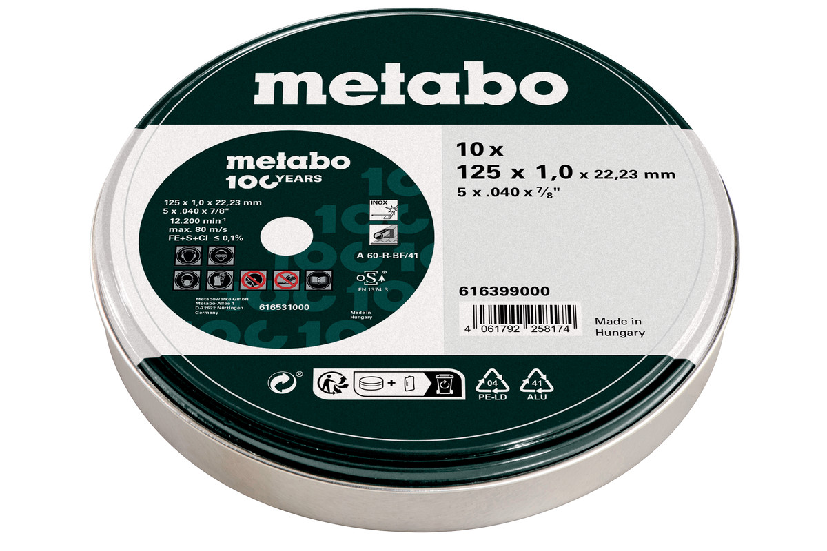 Disque de scie universel Metabo 616399000; 125 x 1 x 22,23 mm; 10 unités