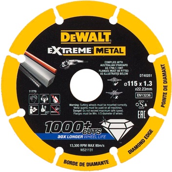 Disque à tronçonner diamanté DeWalt DT40251-QZ; 115x22,23x1,3 mm