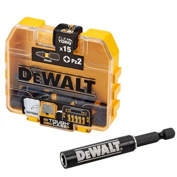 Jeu de mèches à vis DeWalt DT70618T-QZ; PZ2; 15 pcs + Support magnétique