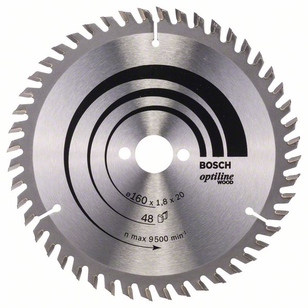 Lame de scie Bosch OPTILINE WOOD; 160x1,8x20,0 mm; Z48; 15°