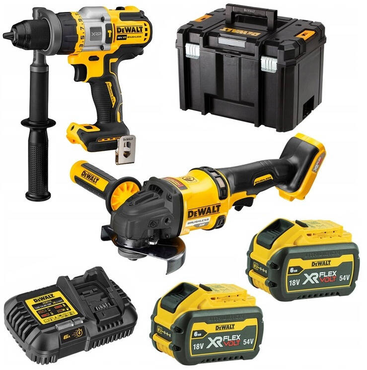 Ensemble d'outils DeWalt DCK2016T2T-QW (DCD999 + DCG418); 2x6,0 Ah accu.