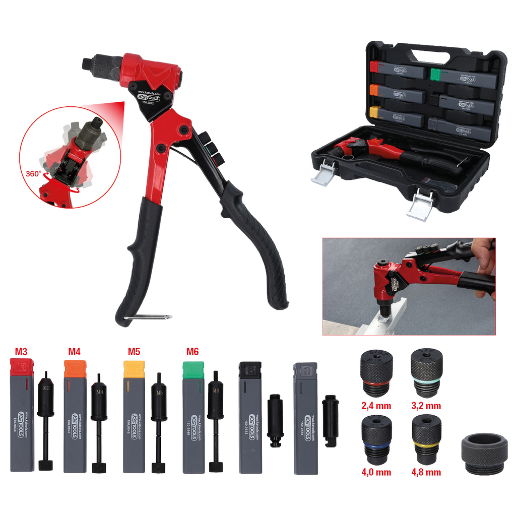 Riveteuse manuelle KS Tools 150.9820; 12 unités