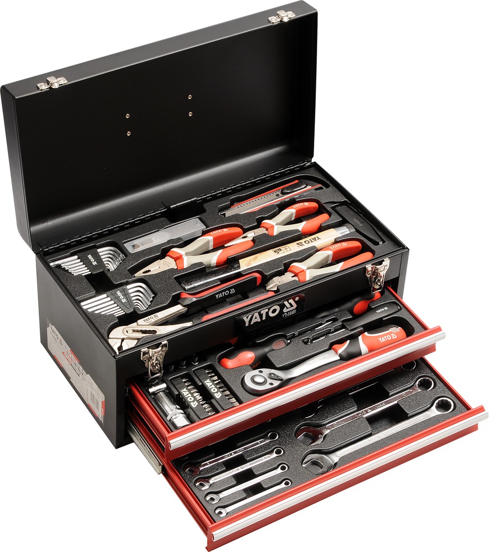 Kit d'outils avec boîte en métal et tiroirs Yato YT-38951 80 unités