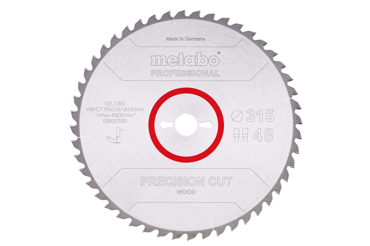 Lame de scie Metabo 628057000; 315x2,8x30 mm; Z48; 0°