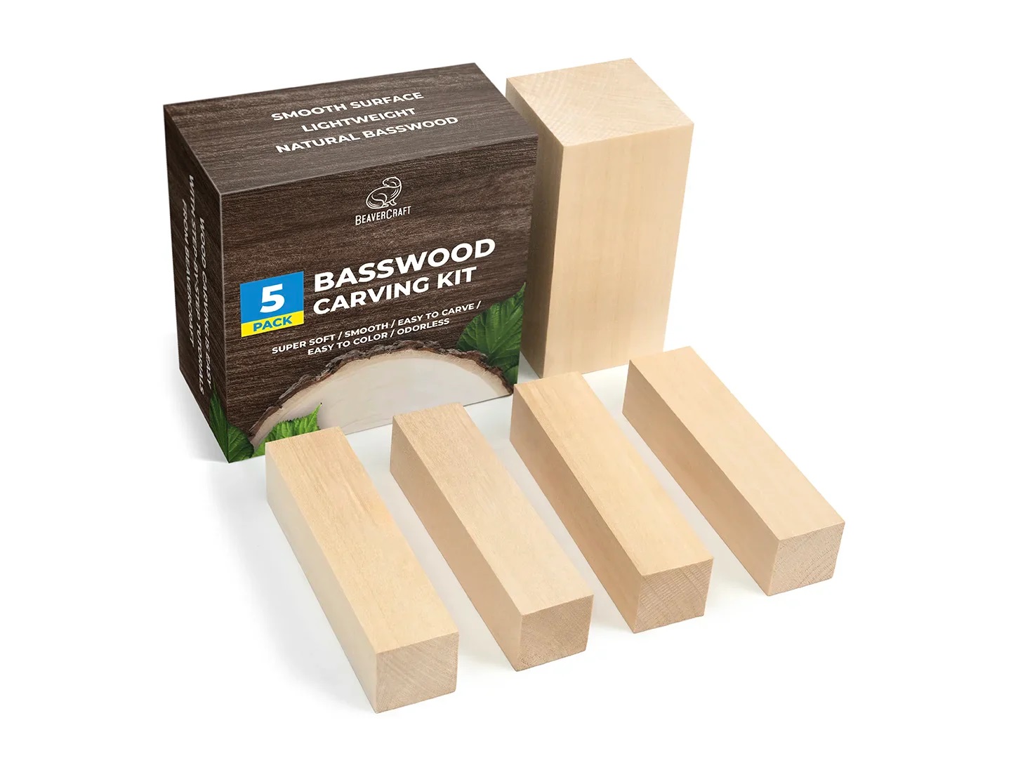 Cuillère en bois vierge BeaverCraft BW1; 5 pcs .; à sculpter