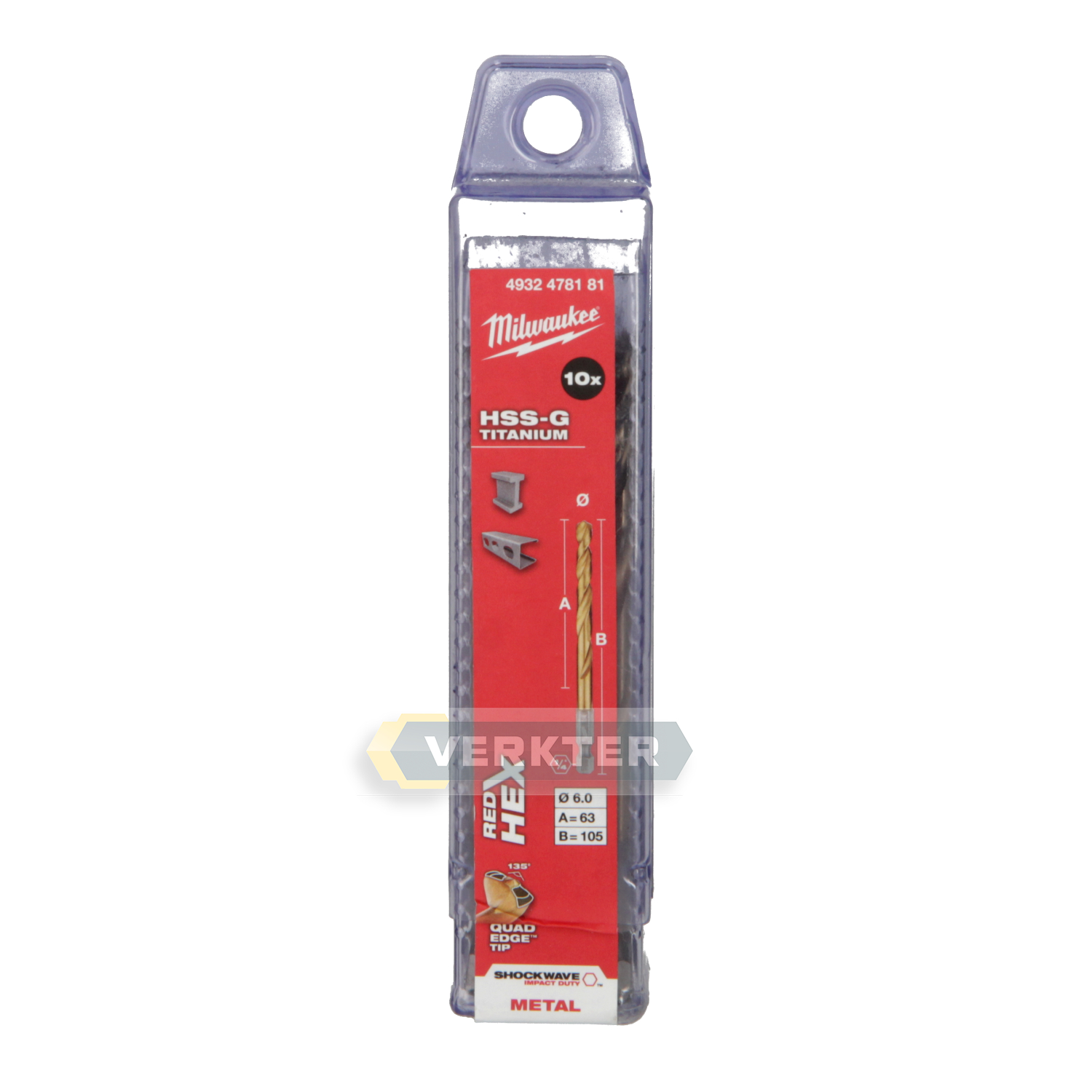 Foret en métal Milwaukee 4932478181; 6x105 mm; 10 unités