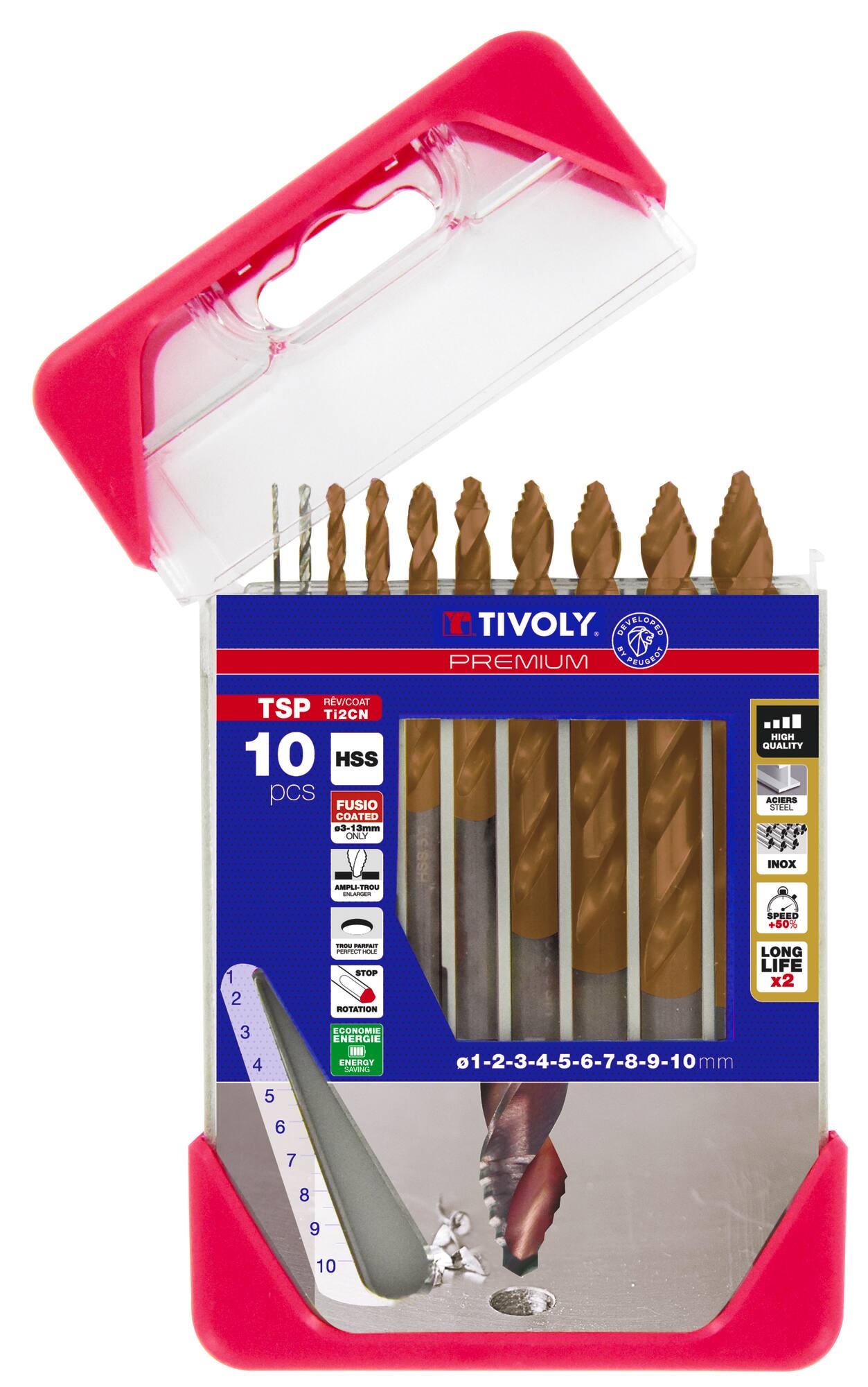 Jeu de forets pour le métal Tivoly 11457170001; 1-10 mm; 10 unités