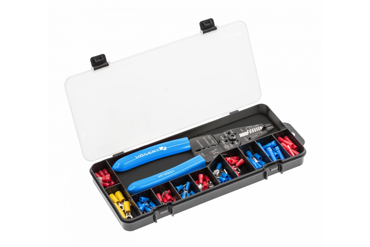 Pince de connecteur Hogert HT1P231 + buses; 86 unités