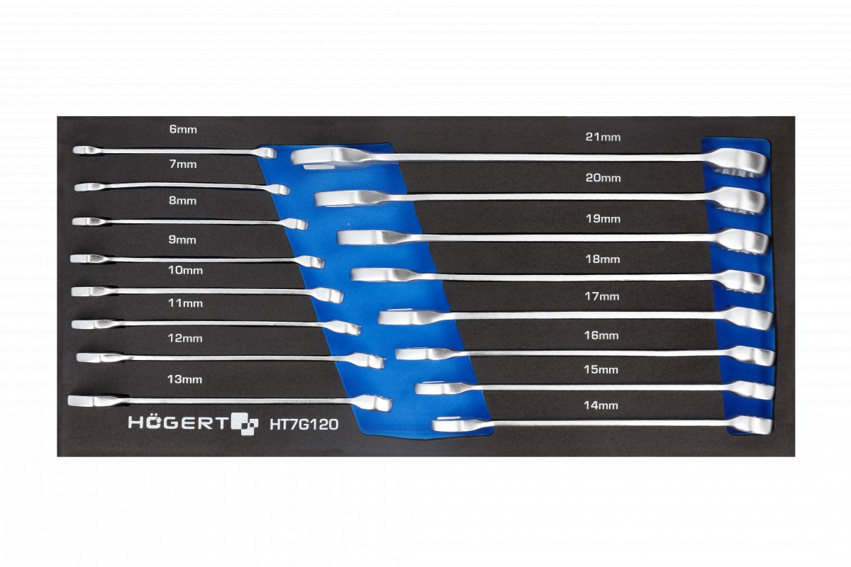 Ensemble de clés combinées Hogert HT7G120-1; 6-21 mm; 16 unités