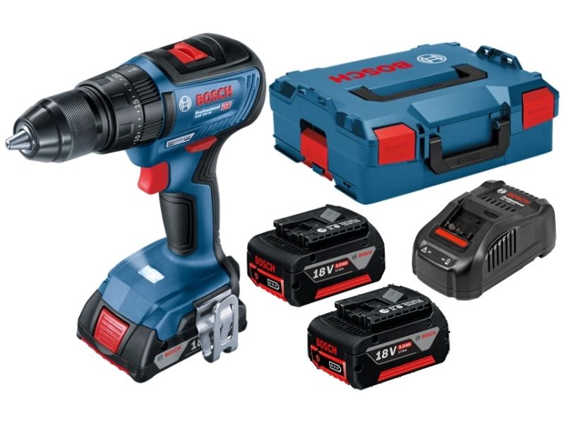 Perceuse-visseuse sans fil Bosch GSR 18V-65 Professional; 18 V; 2x5,0 Ah accu. + L-Case