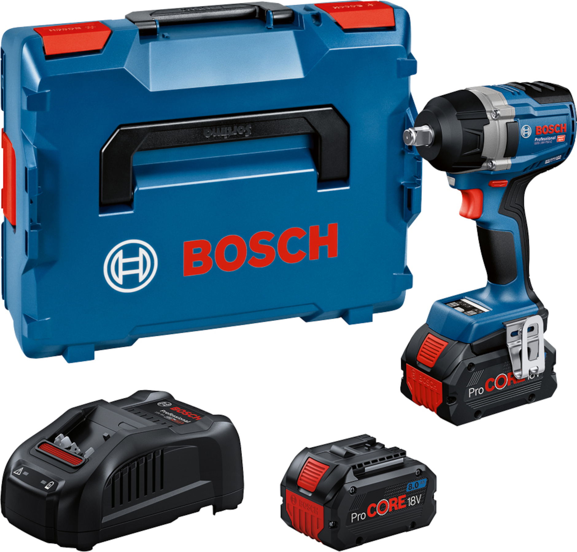 Pilote d'impact sans fil Bosch GDS 18V-750 C Professional; 18 V; 2x8,0 Ah accu. + L-Boxx 136