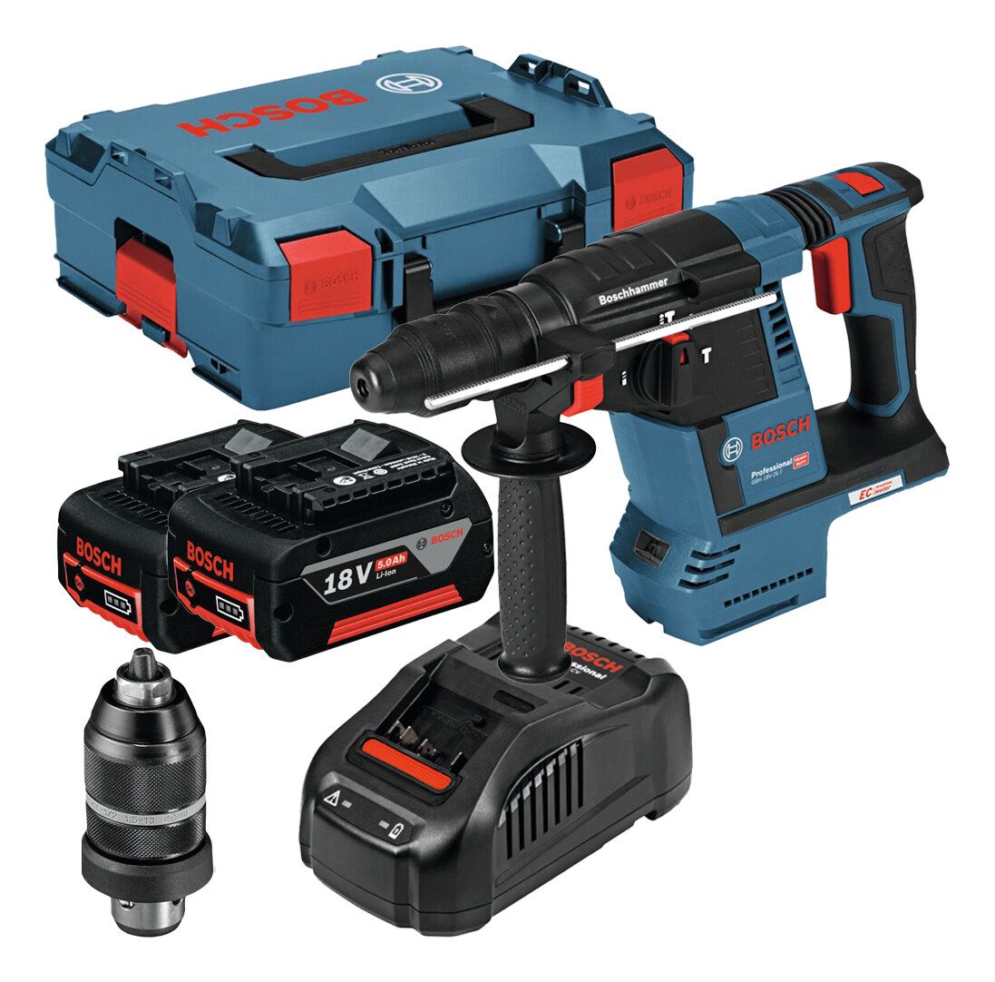 Marteau perforateur Bosch GBH 18V-26 F Professional; 2,6 J; SDS plus; 2x5,0 Ah accu. + L-Boxx 136