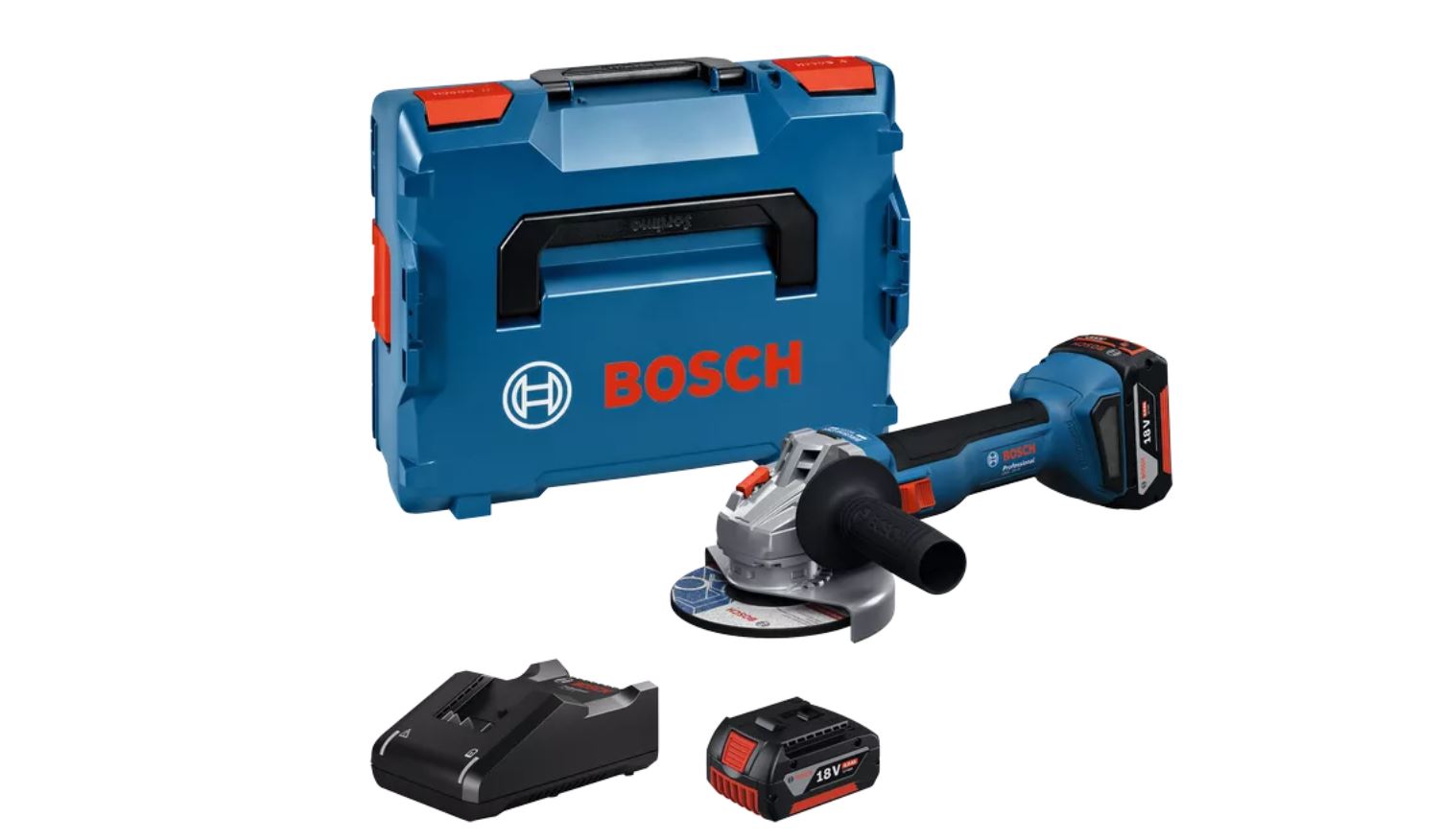 Meuleuse d'angle sans fil Bosch GWS 18V-8 Professional; 125 mm; 18 V; 2x5,0 Ah accu. + L-Boxx 136