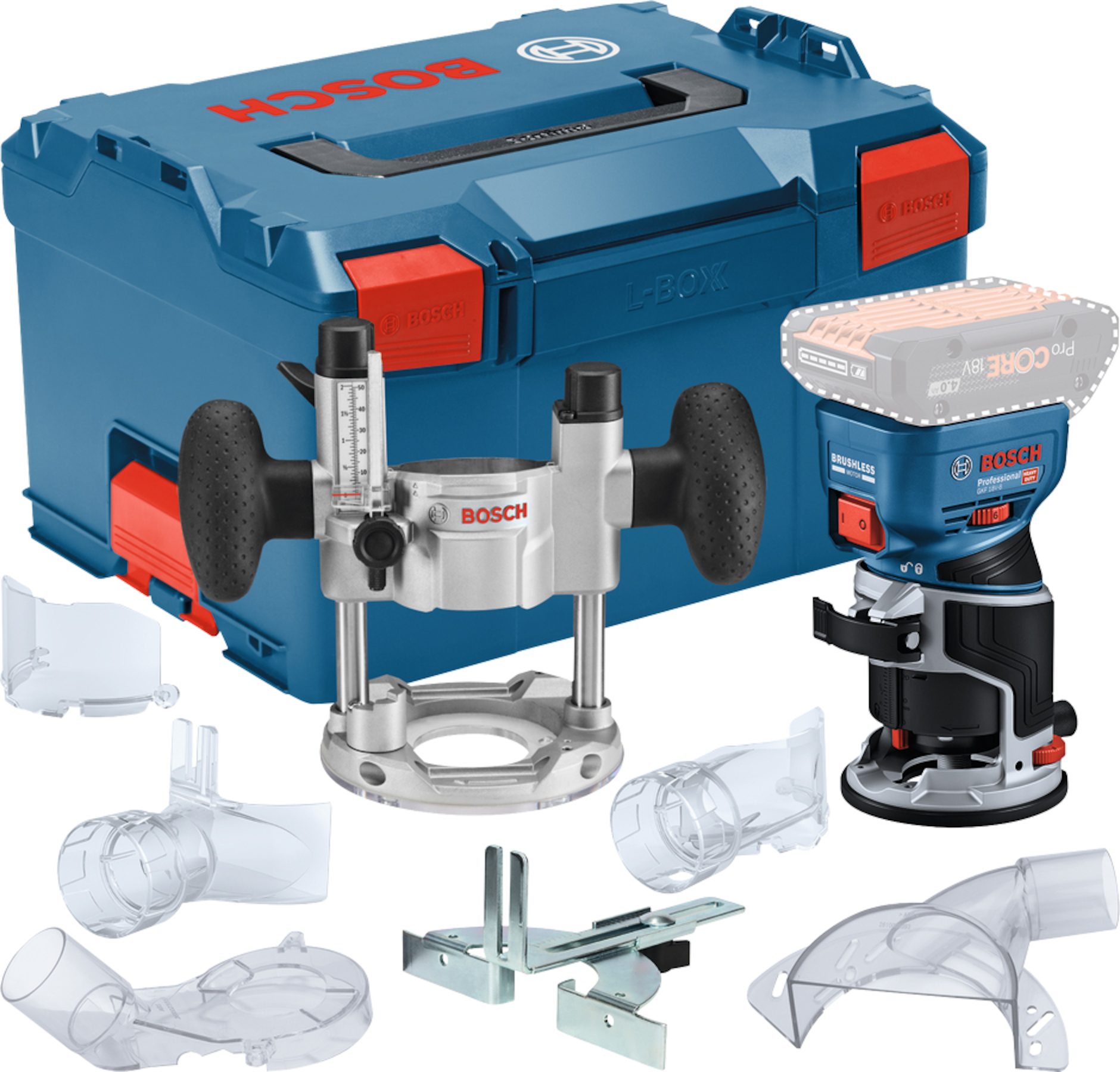 Routeur sans fil Bosch GKF 18V-8 Professional; 18 V (sans batterie ni chargeur) + L-BOXX 238